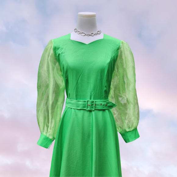 Vintage Green Maxi Dress - Picture 2 of 9